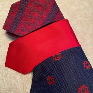 3 Men’s Ties.  Solid Red is a Tommy Hilfiger.